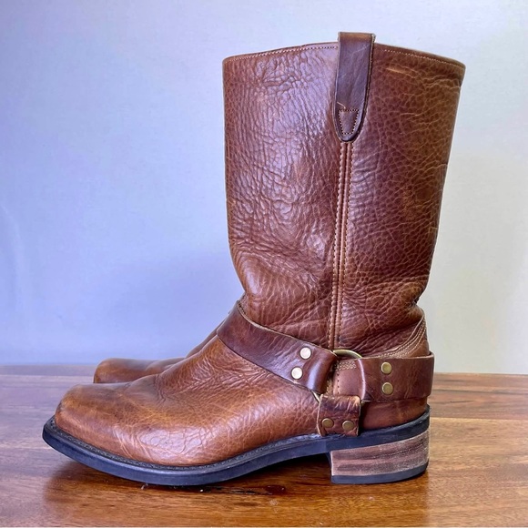 None Other - Biker Leather Boots 12 Cognac Brown 4775